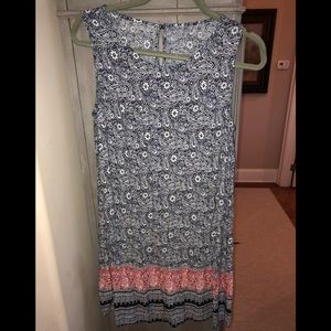 Blue and red paisley print dress